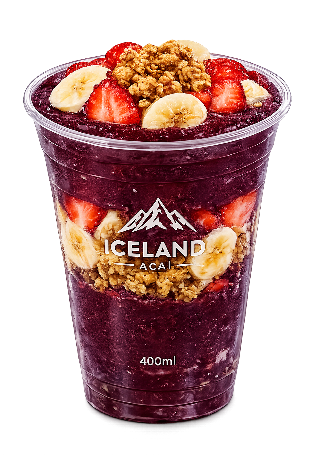 Copo Iceland de 400 ml sendo preenchido em três camadas